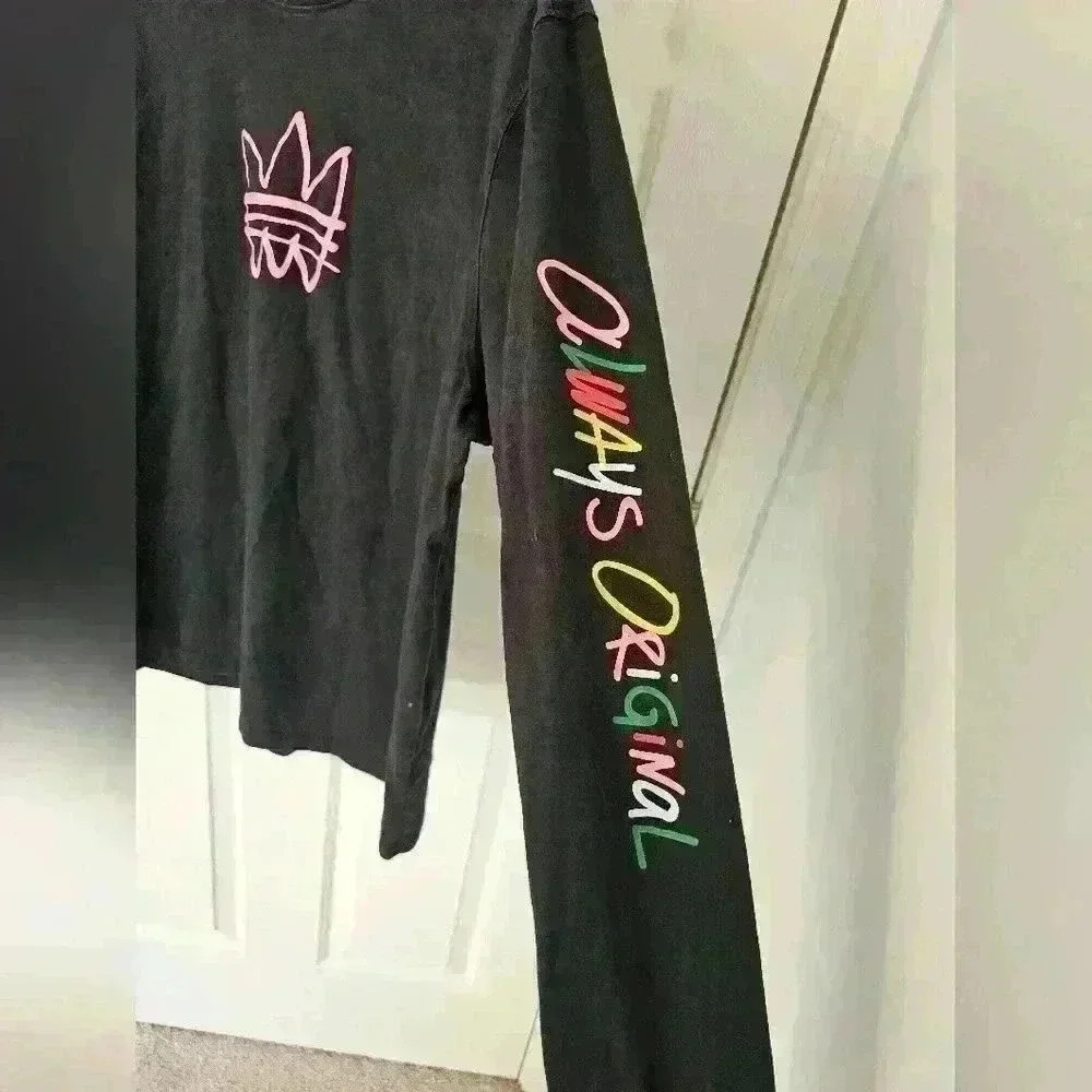 ADIDAS ORIGINALS WOMENS ALWAYS OG TREFOIL LONG SLEEVE SHIRT Size L - Picture 4 of 6